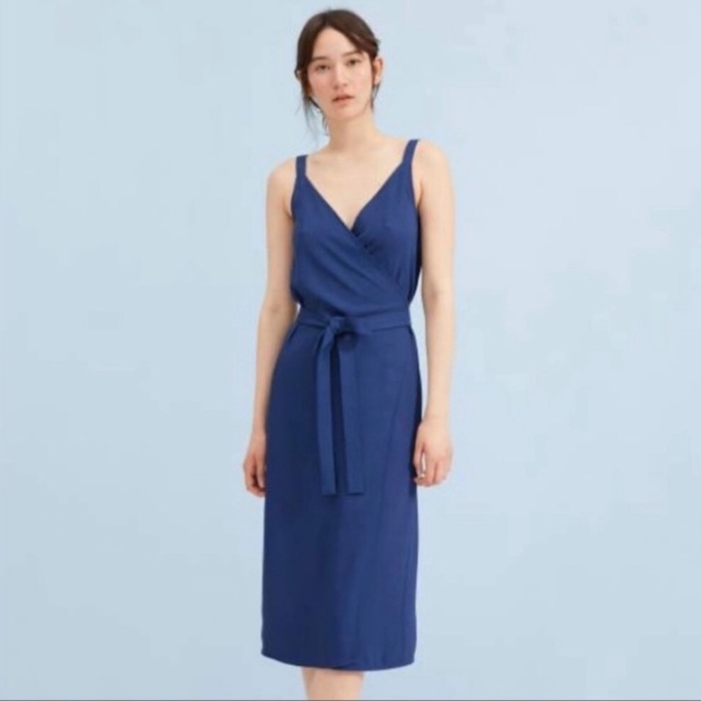 Everlane Blue Japanese GoWeave Wrap Tank Dress 6